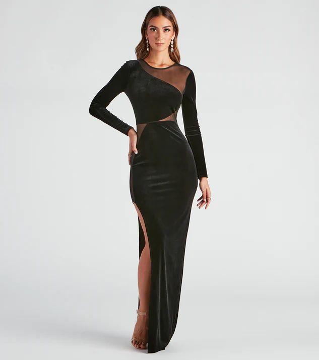 Saylor Velvet Mesh Formal Dress | Windsor Stores