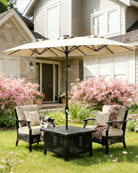 GarveeLife 13 ft umbrella outdoor patio,Double-Sided Rectangle Umbrella Oversized Shade for 2-6 P... | Amazon (US)