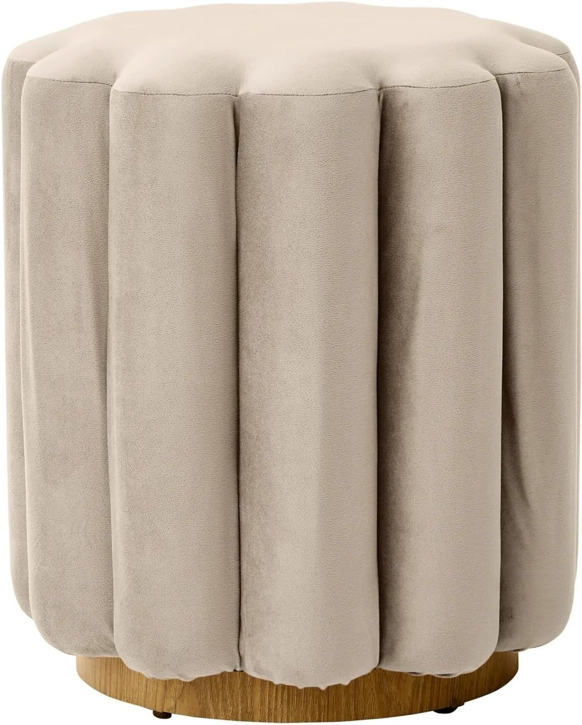 TAYNEVO Velvet Tufted Ottoman Upholstered Footrest Bench Vanity Stool and Decorative Storage Ottoman for Bedroom Living Room or Entryway Beige | Amazon (US)