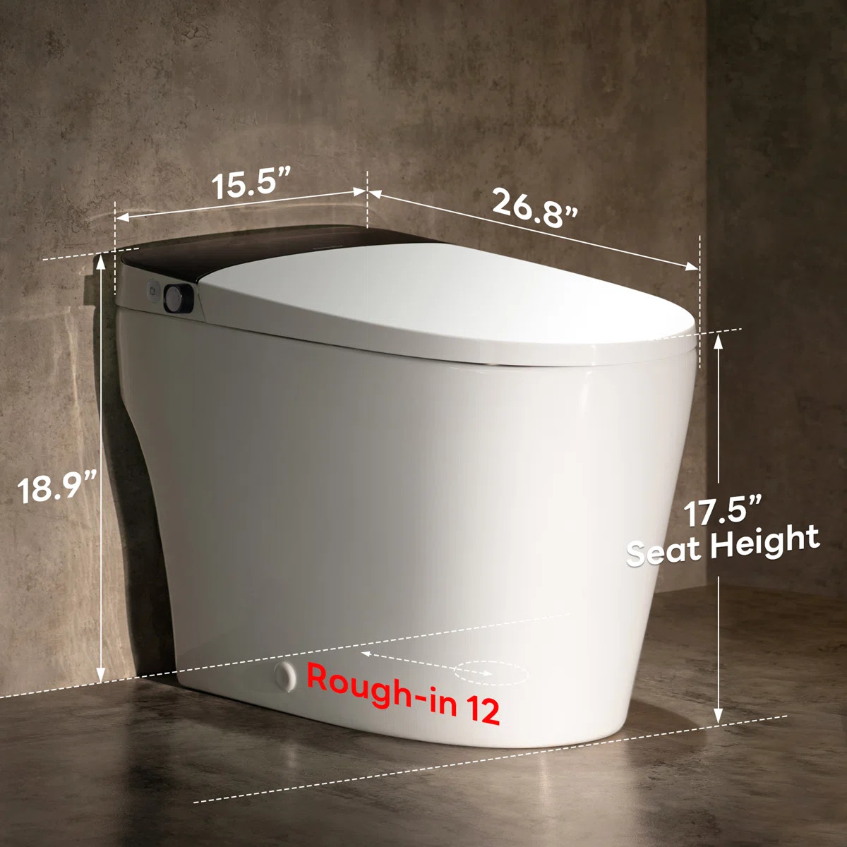 Smart Toilet with Bidet, Foam Shield, 4-Season Temperature, 1.0 GPF Auto Flush, Heated Seat, Warm... | Wayfair North America