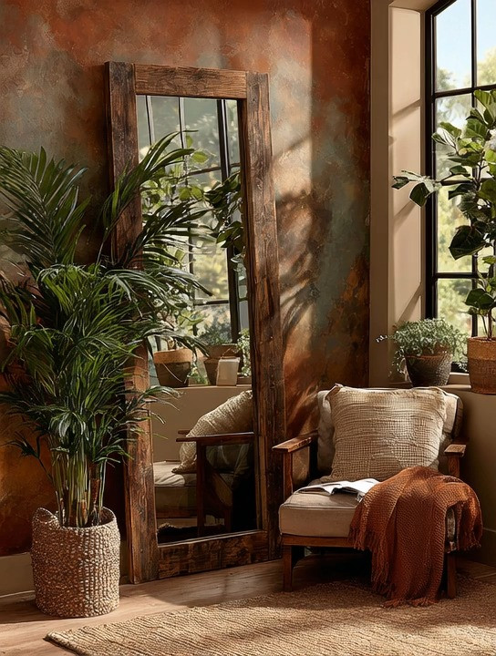 Ground your space. Invite the right energy.

A beautifully crafted wood-framed mirror does more than reflect — it anchors a room. The richness of natural wood adds warmth, depth, and that earthy, calming presence every home needs.

Now pair it with lush green plants.

Wood + greenery = instant harmony.
It’s that subtle feng shui effect — natural elements working together to create an energy-inviting environment.

Place it:

• In your hallway
• In an empty corner
• Near a reading chair
• Anywhere a wall feels unfinished

And one important detail:
Be intentional about what the mirror reflects. Make sure it’s capturing light, greenery, art, or a beautiful vignette — not clutter. Mirrors amplify energy, so let them double the good things.

Simple. Grounded. Elevated.

#NaturalInteriors #FengShuiHome #WoodDecor #IntentionalLiving 

 #LTKHome