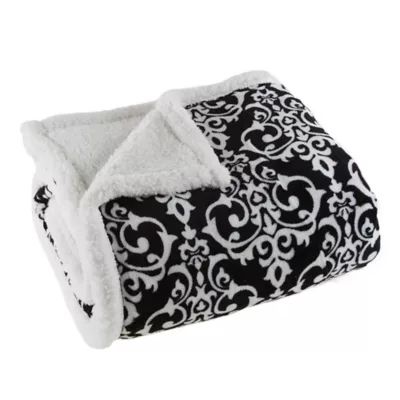 Sherpa Fleece Throw Blanket in Black/White | Bed Bath & Beyond | Bed Bath & Beyond