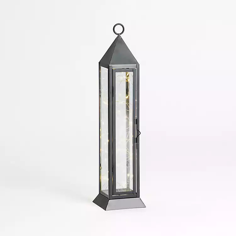 Pre-Lit Black Metal Twinkle Lights Lantern, 18 in. | Kirklands