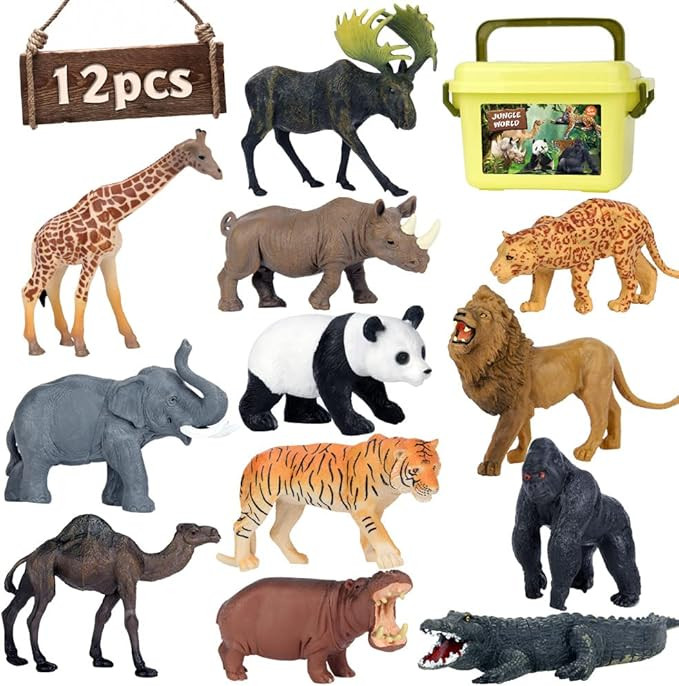 Safari Animal Toys Figures, 12 PCS Realistic Jumbo Wild Jungle Animals Figurines, Large African Z... | Amazon (US)
