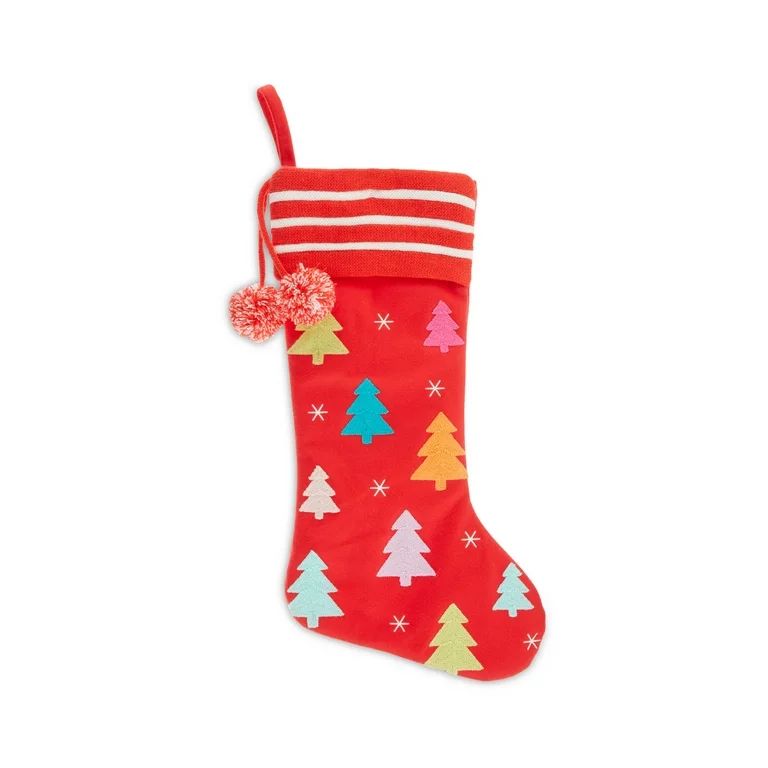 Bright Colorful Trees Fleece Christmas Stocking, 20"H, by Holiday Time | Walmart (US)
