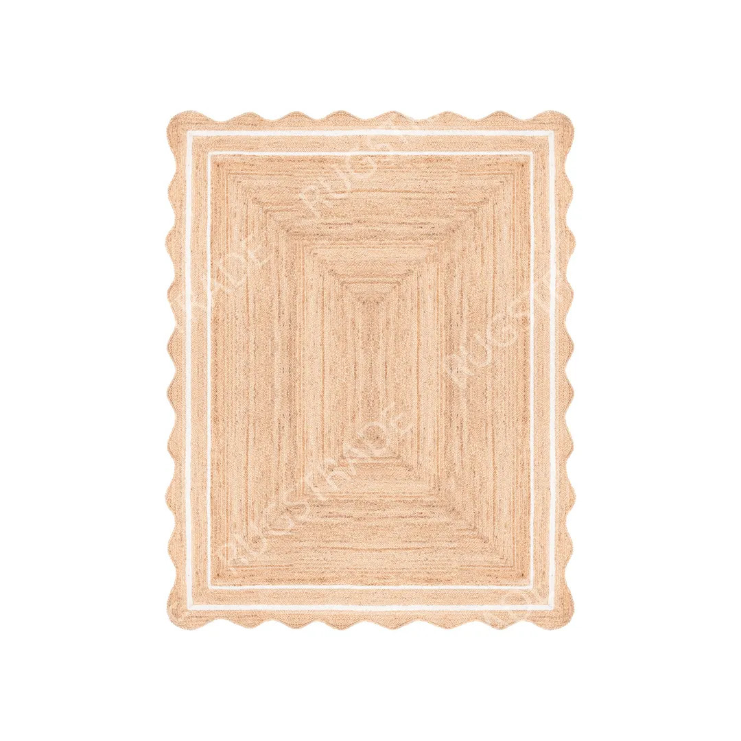 Jute Rug- Scalloped Rug, Jute Scalloped Rug, Bohemian Scallop Rug, Natural Jute Area Rug, Jute Ru... | Etsy (US)