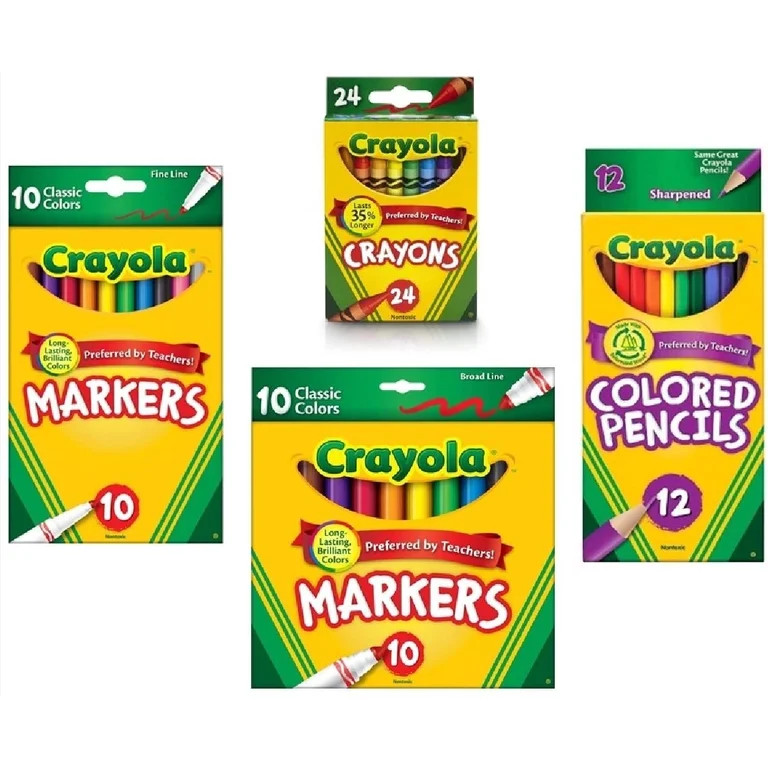 Crayola Crayons (24 Count), Crayola Colored Pencils in Assorted Colors (12 Count), Crayola (10ct)... | Walmart (US)