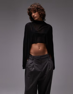 ASOS DESIGN sheer mesh high low cape in black | ASOS (Global)