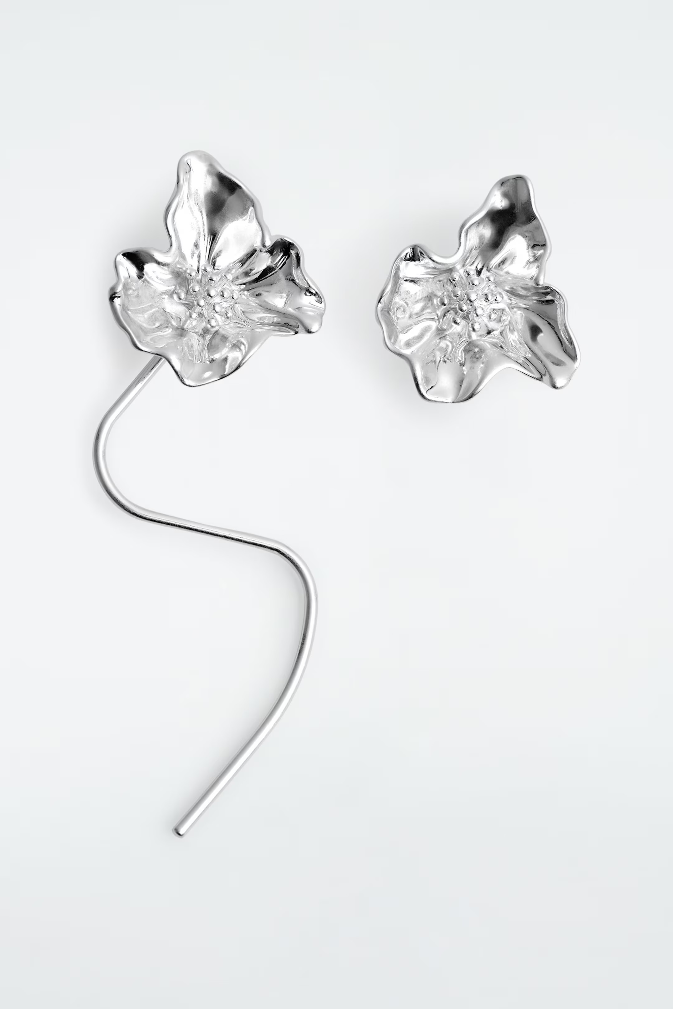 MISMATCHED FLORAL EARRINGS - SILVER | COS UK