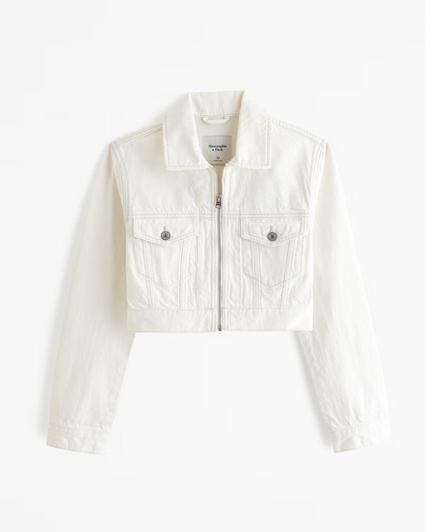 Cropped Denim Trucker Jacket | Abercrombie & Fitch (US)