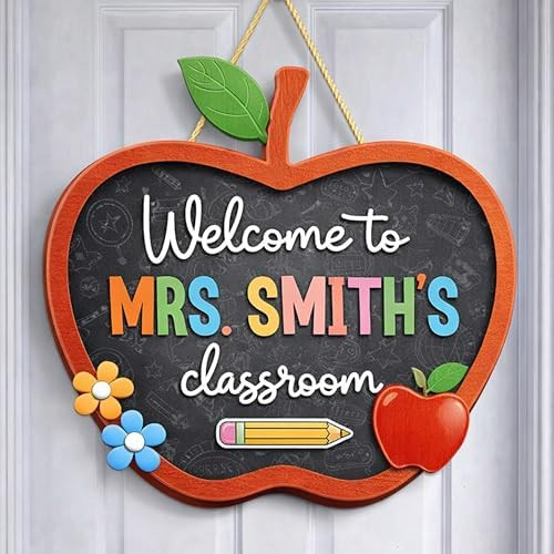 Personalized Teacher Door Sign, Custom Welcome Classroom Signs For Teachers, Classroom Door Decor... | Amazon (US)