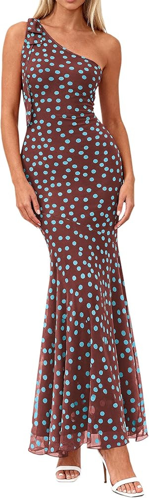 PRETTYGARDEN Womens Summer One Shoulder Maxi Dress 2026 Floral Sleeveless Bodycon Mesh Long Beach... | Amazon (US)