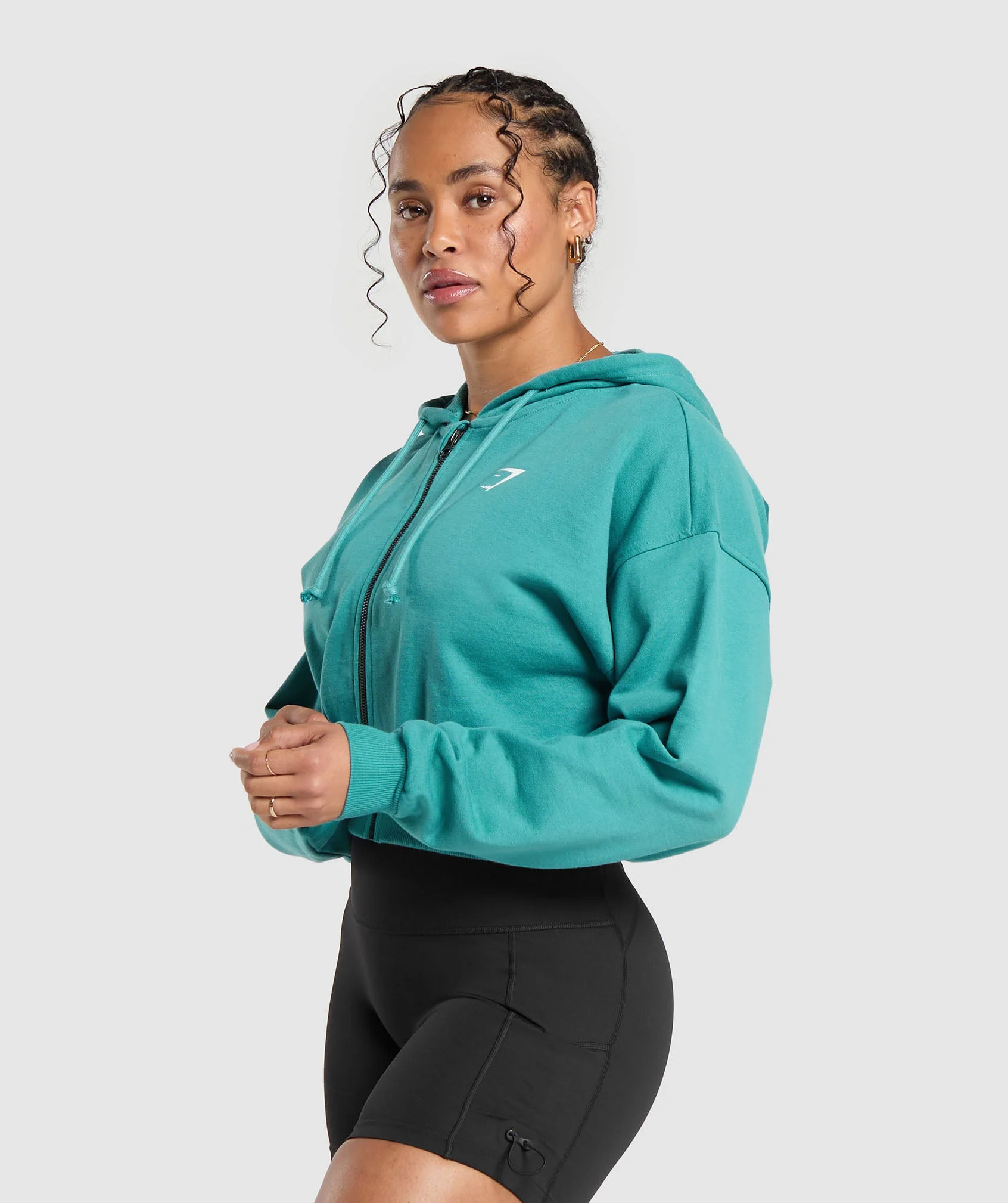 Gymshark Power Midi Zip Hoodie - Bondi Teal | Gymshark US