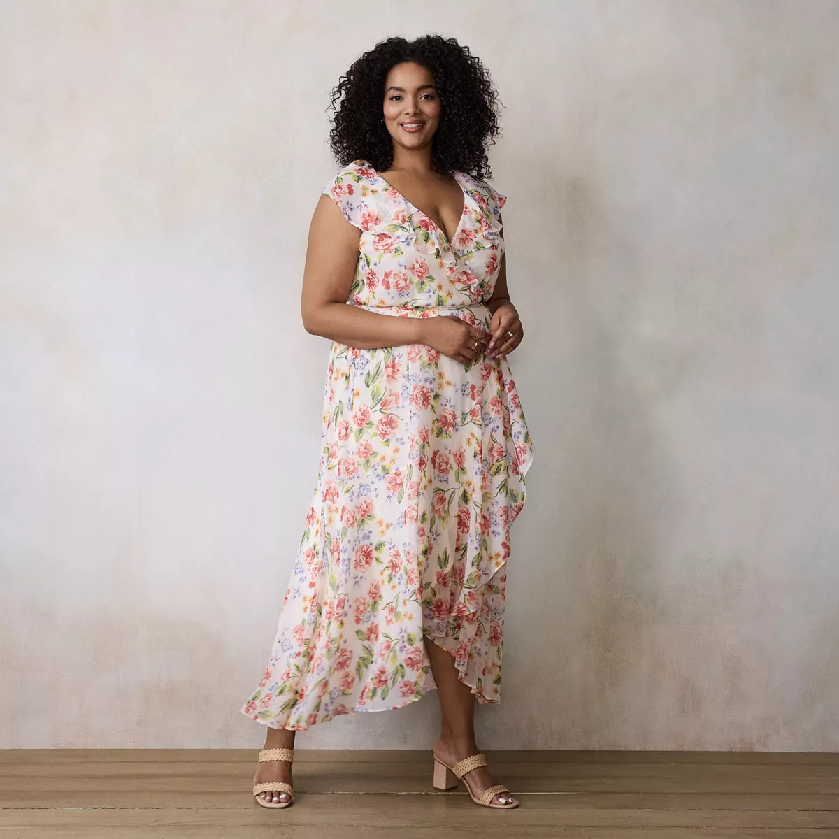 Plus Size LC Lauren Conrad Sleeveless Ruffle Wrap Maxi Dress, Women's, Size: 3XL, Blue Paisley Flora | Kohl's