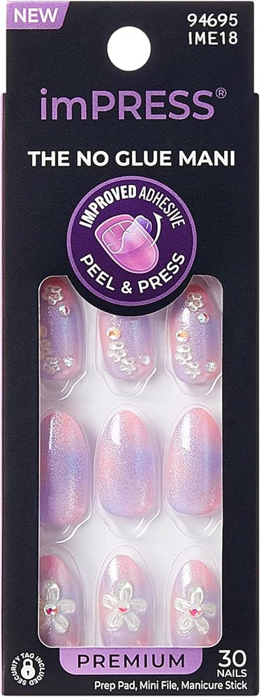 KISS imPRESS Design Premium Press On Nails, Pick Me First, Pink, Medium, Oval, 30 Count | Amazon (US)