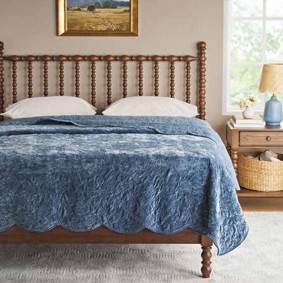 The Pioneer Woman Eloise Floral Velvet Quilt, Full/Queen, Blue Dust Bedding | Walmart (US)