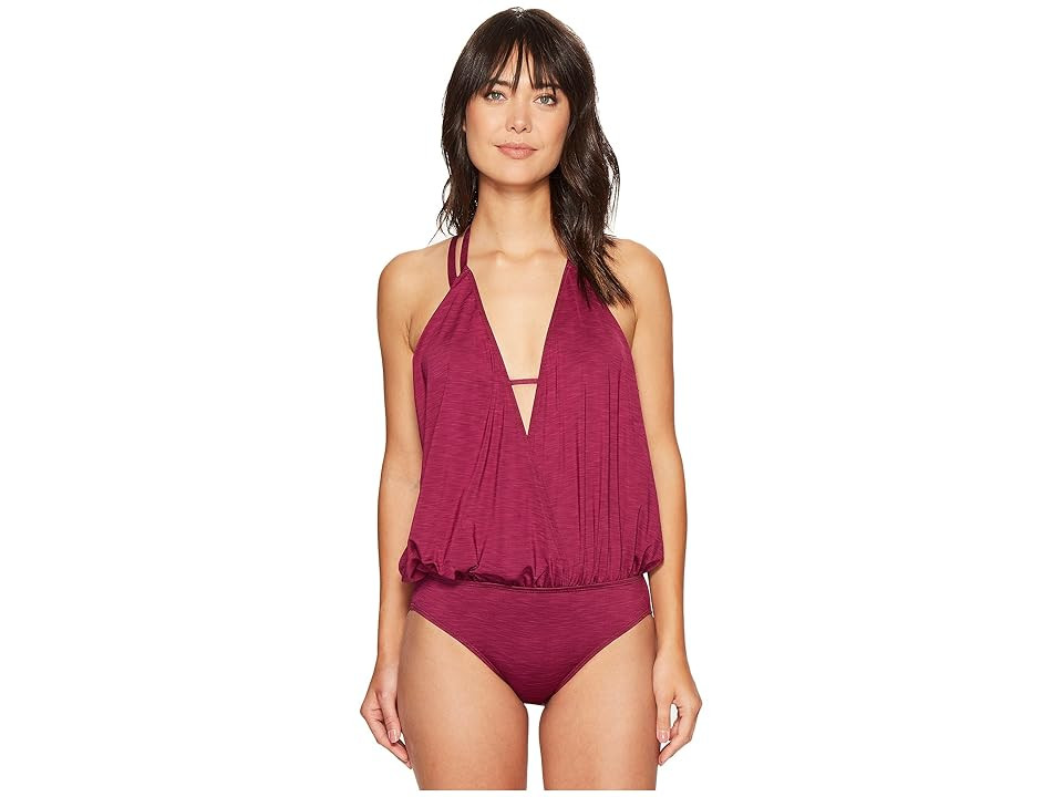 Athena Tulum Texture Jadyn Floating Underwire One-Piece (Merlot) Women's Swimsuits One Piece | 6pm