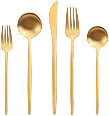 OPOLIA 30-Piece Matte Gold Silverware Set for 6, Stainless Steel Flatware Cutlery Set, For Home K... | Amazon (US)
