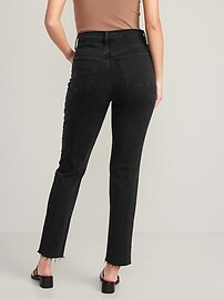 High-Waisted O.G. Straight Cut-Off Black Ankle Jeans for Women | Old Navy (US)