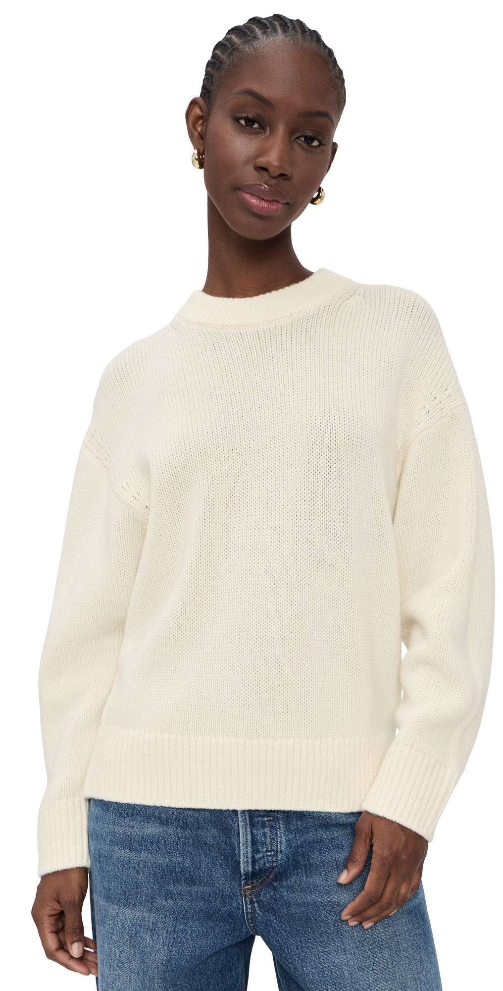 Sold Out NYC The Cashmere Signature Crew Pullover Cream XS | Shopbop