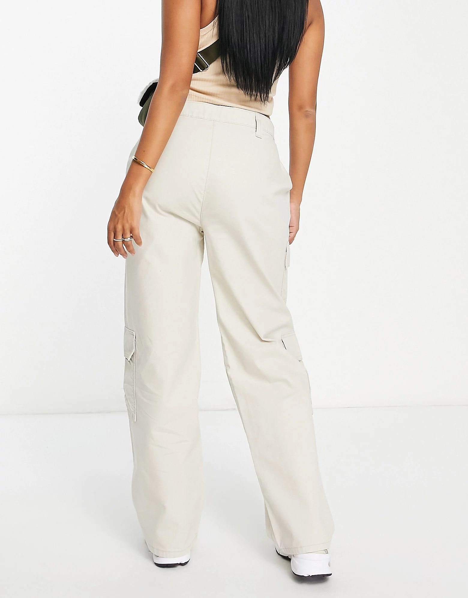 ASOS DESIGN Hourglass oversized cargo trouser with multi pocket in stone | ASOS (Global)