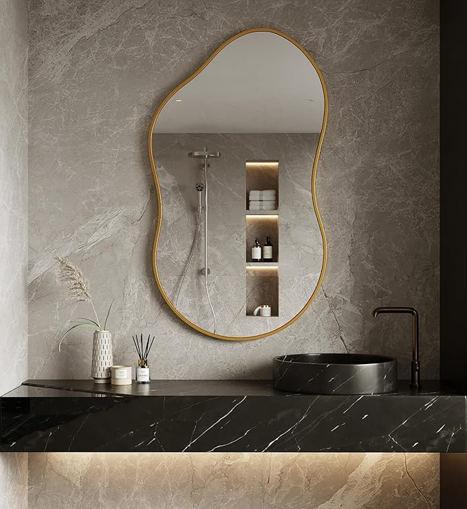 Irregular Unique Shaped Wall Mirror, 26"x46" Asymmetrical Mirrors, Cloud Mirror, Wavy Mirror, Gol... | Amazon (CA)