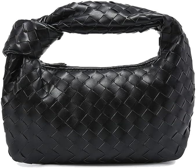 Nirmeiu Woven Handbag for Women PU Shoulder Bag Small Leather Purses Fashion Mini Clutch | Amazon (US)