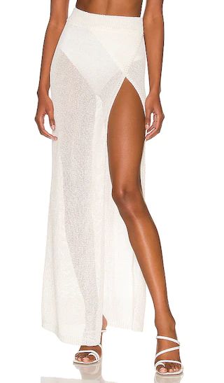Keva Wrap Maxi Skirt in White | Revolve Clothing (Global)