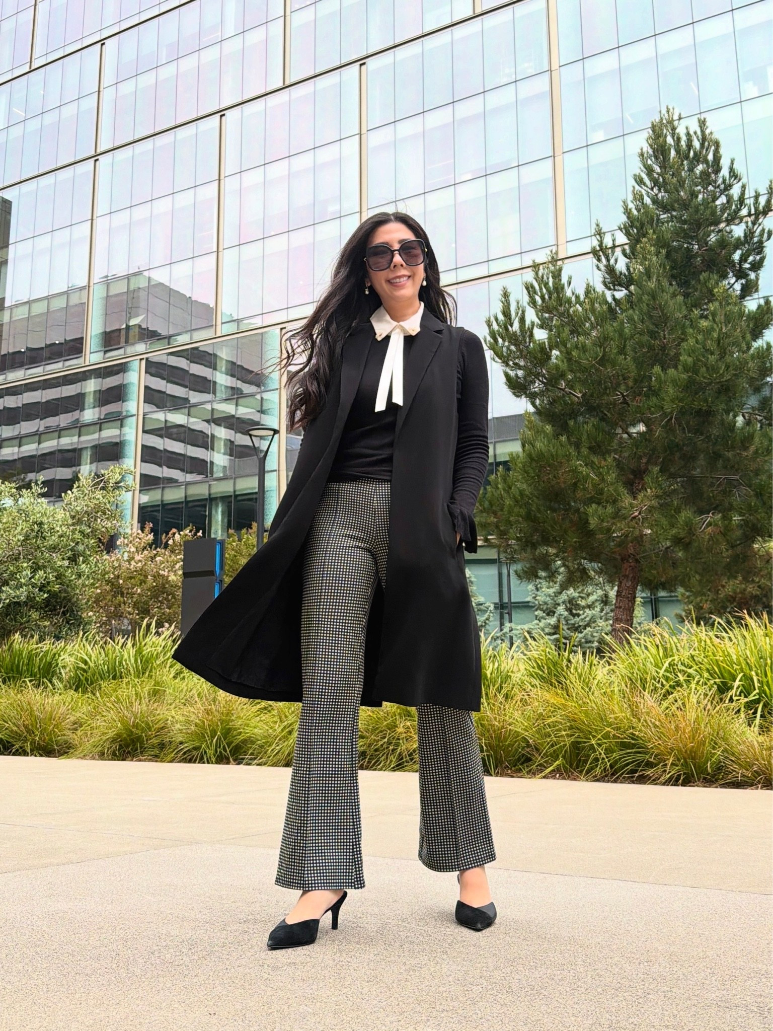 Just out here checking all the boxes with my gingham pants 😉 I’m petite but these pants hit right at the ankle so there was no need to hem them! These pants are super stretchy and were comfortable for my 9-5 & beyond! As expected in SF, it’s always chilly so I layered up on top with a sweater and duster vest. 

#corporatestyle #businesscasual #modeststyle #classic #duster #cashmeresweater #oldmoney #workwear

#LTKootd #LTKPetite #LTKWorkwear