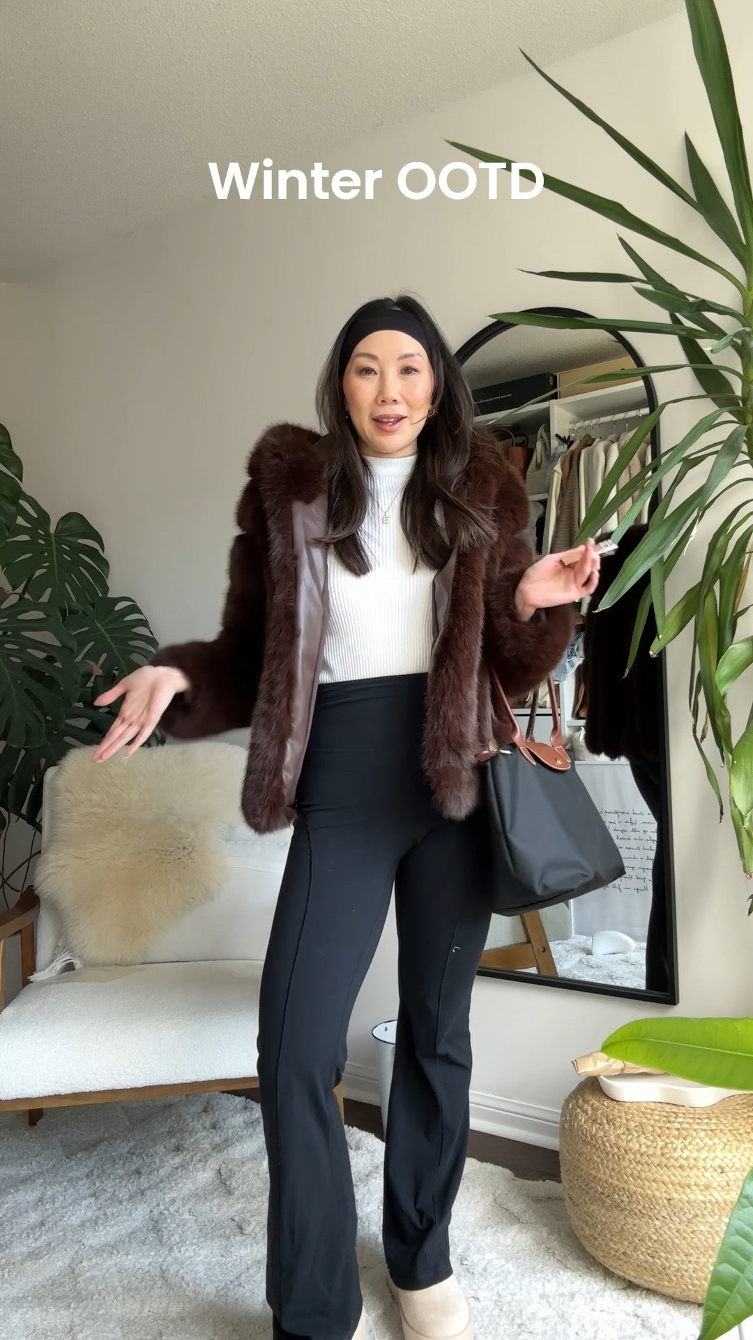 Casual OOTD with a little glam ✨
A faux-fur jacket layered over a mock-neck knit, flared leggings, and UGG boots — easy, cozy, and perfect for everyday winter moments. Finished with a headband and a Longchamp bag for that effortless, off-duty feel.
Very on-trend this season, surprisingly warm, and the kind of outfit that looks put-together without trying. Cozy, casual, but still polished.

#LTKPetite #LTKSeasonal #LTKFindsUnder100