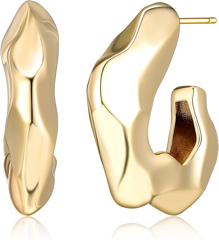 Lightweight Teardrop Hoop Earrings for Women,18K Gold Plated & rhodium plated, Large Oval Drop Da... | Amazon (US)