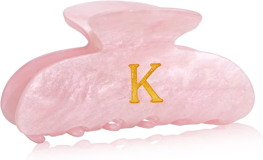 Initial Cute Hair Clips - Pink Letter Elegant Hair Claw Clips, Fashion Glitter Claw Clips Durable... | Amazon (US)