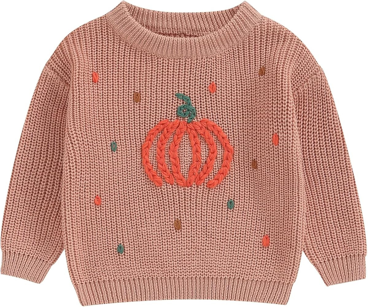 Halloween Baby Boy Girl Clothes Pumpkin Sweater Crewneck Chunky Knit Pullover Knitwear Toddler Fa... | Amazon (US)