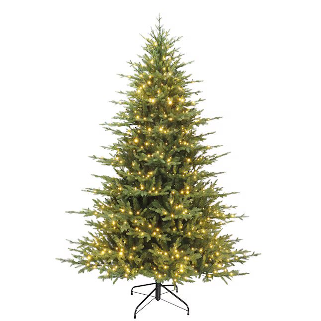 Holiday Living Acadia 7.5-ft Spruce Pre-lit Artificial Christmas Tree with LED Lights | Lowe's