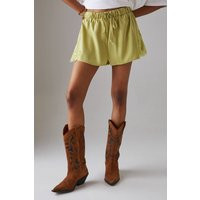 Womens Satin Lace Insert Drawstring Waist Shorts - Green - 10 | boohoo (US & Canada)