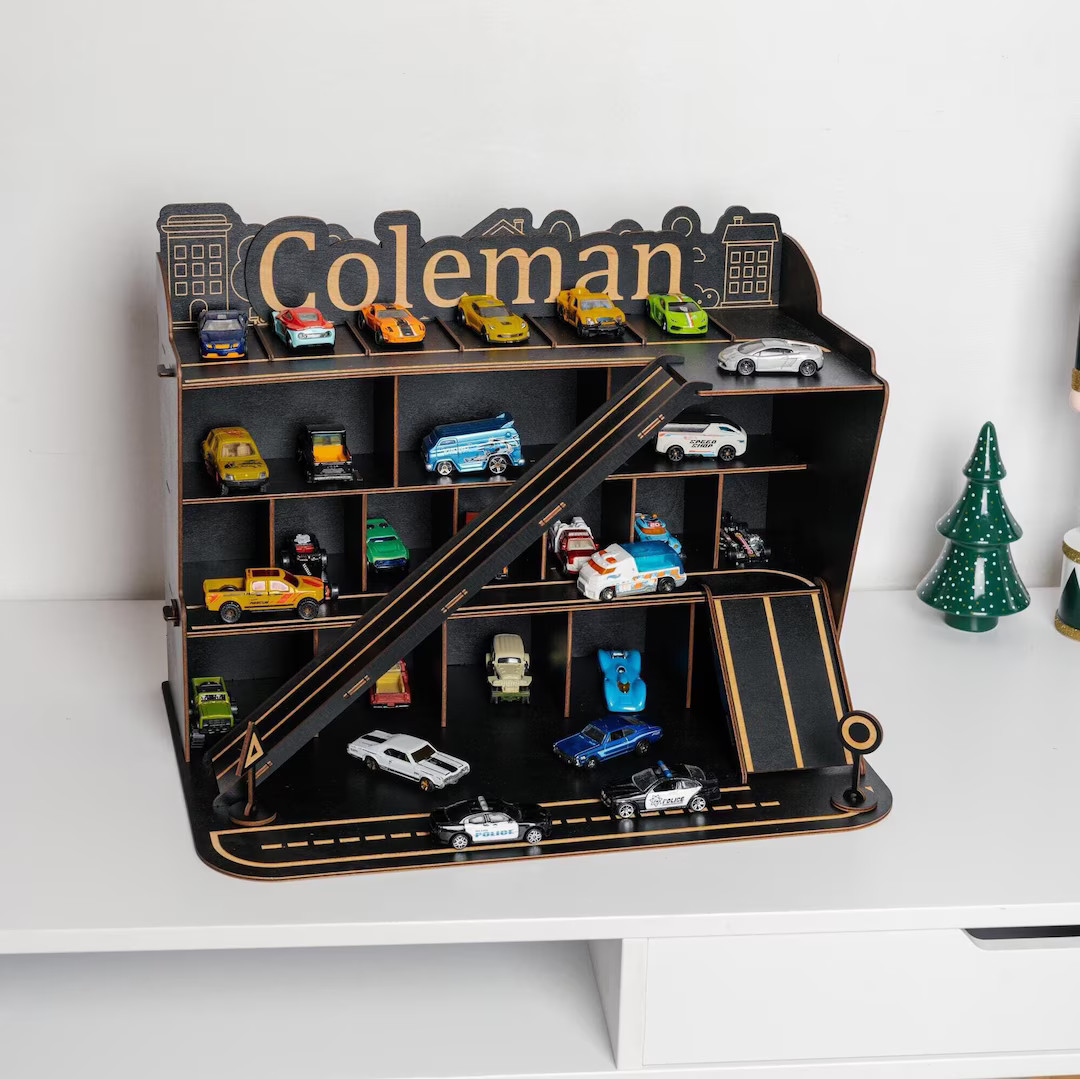 Personalized Wooden Toy Car Parking Boy Birthday Gift Hot Wheels Display Toddler Boy Gift Toy Car... | Etsy (US)