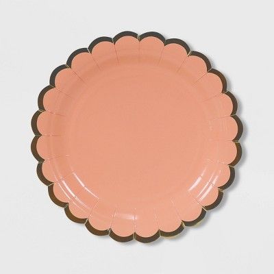 20ct 7" Scalloped Paper Snack Plate Peach - Spritz™ | Target