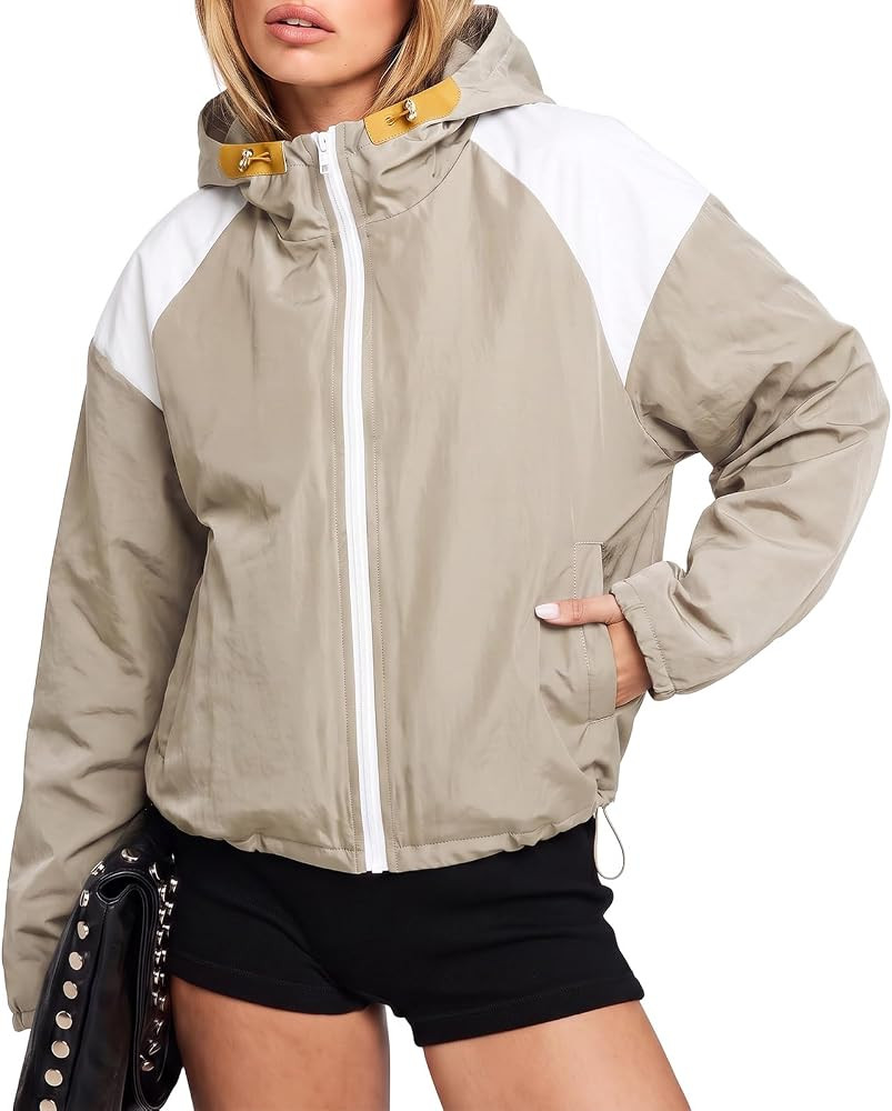 EXLURA Women Water Resistant Rain Jackets Lightweight Hooded Windbreaker | Amazon (US)