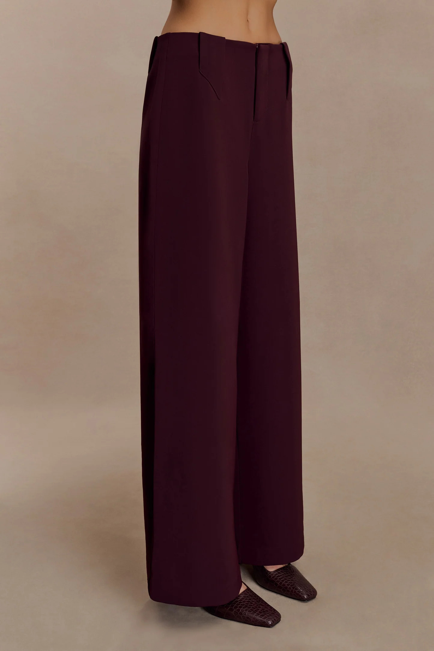 Arlo Wide Leg Suiting Trouser - Mahogany | Meshki UK