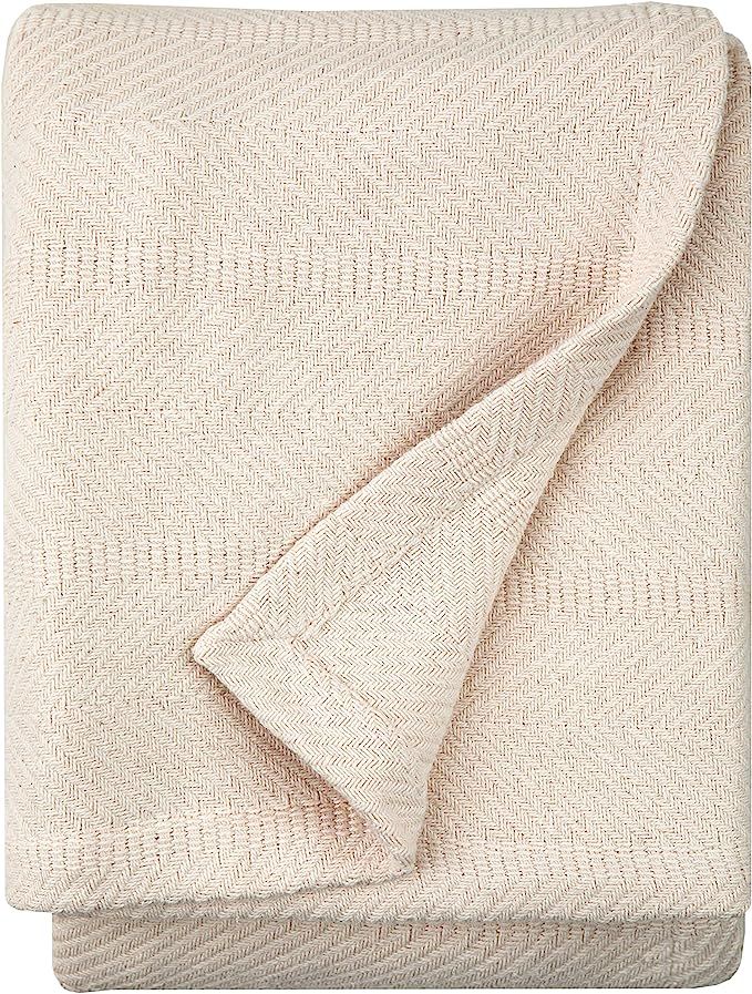 Sticky Toffee Woven Cotton Full/Queen Size Blanket, Herringbone Weave, Warm and Soft Blanket for ... | Amazon (US)