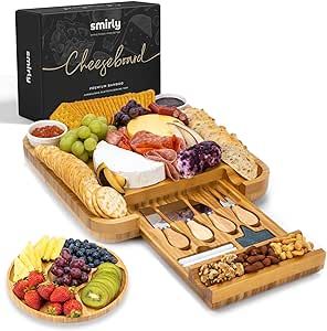SMIRLY Charcuterie Boards Gift Set: Large Charcuterie Board Set, Bamboo Cheese Board Set - Unique... | Amazon (US)