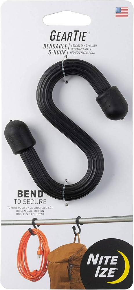 Nite Ize Gear Tie Bendable S-Hook, Flexible S-Hook Hanger for Garage, Closet, Kitchen and Plants,... | Amazon (US)