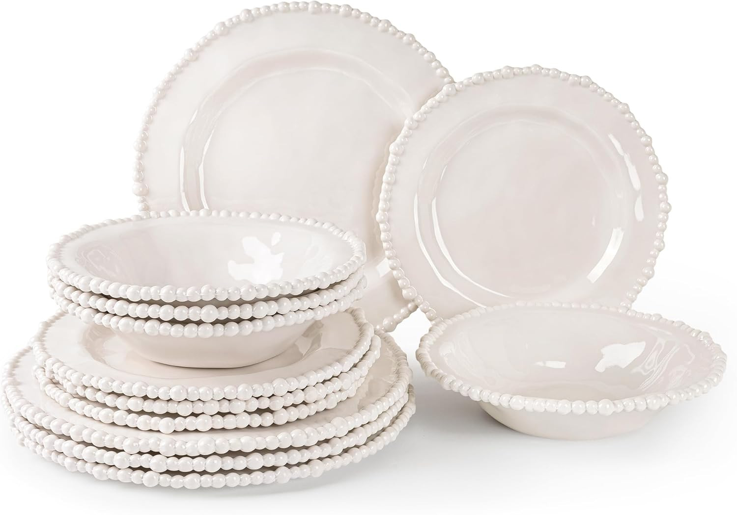 AELS Juego de 12 platos de melamina con cuentas para uso en interiores y exteriores, apto para la... | Amazon (US)