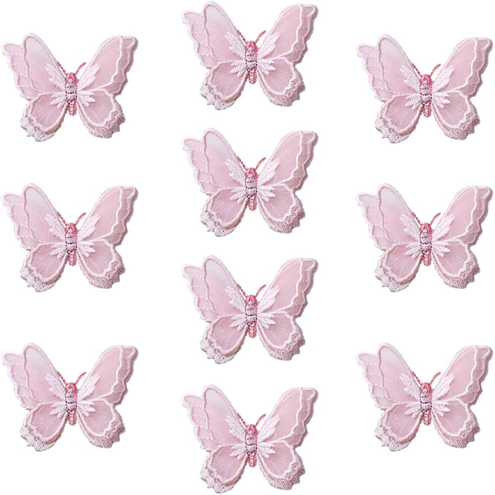 Jhesicx 10pcs Butterfly Lace Trim, 3D Double Layers Organza Patches Butterfly Lace Fabric Sewing ... | Amazon (US)