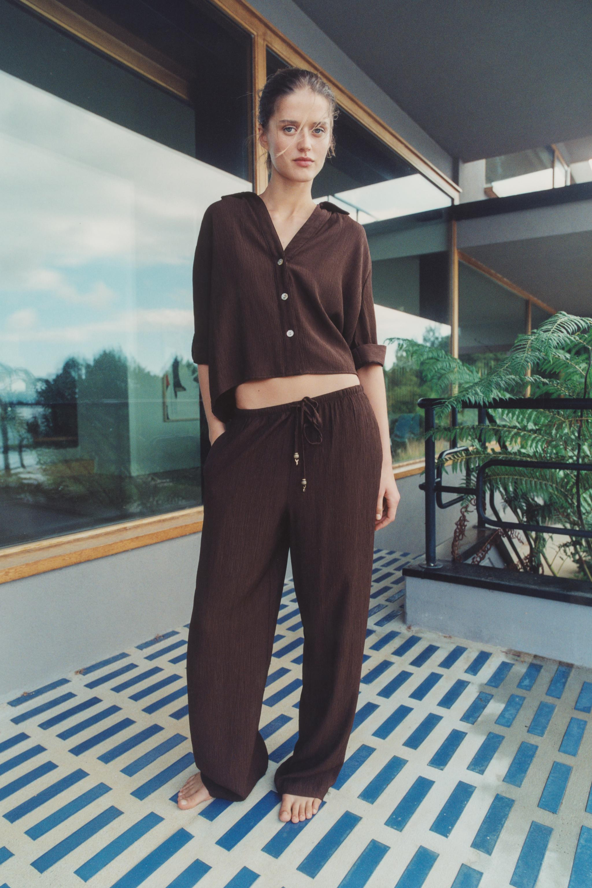 FLOWY SHORT SLEEVE SHIRT | Zara Canada