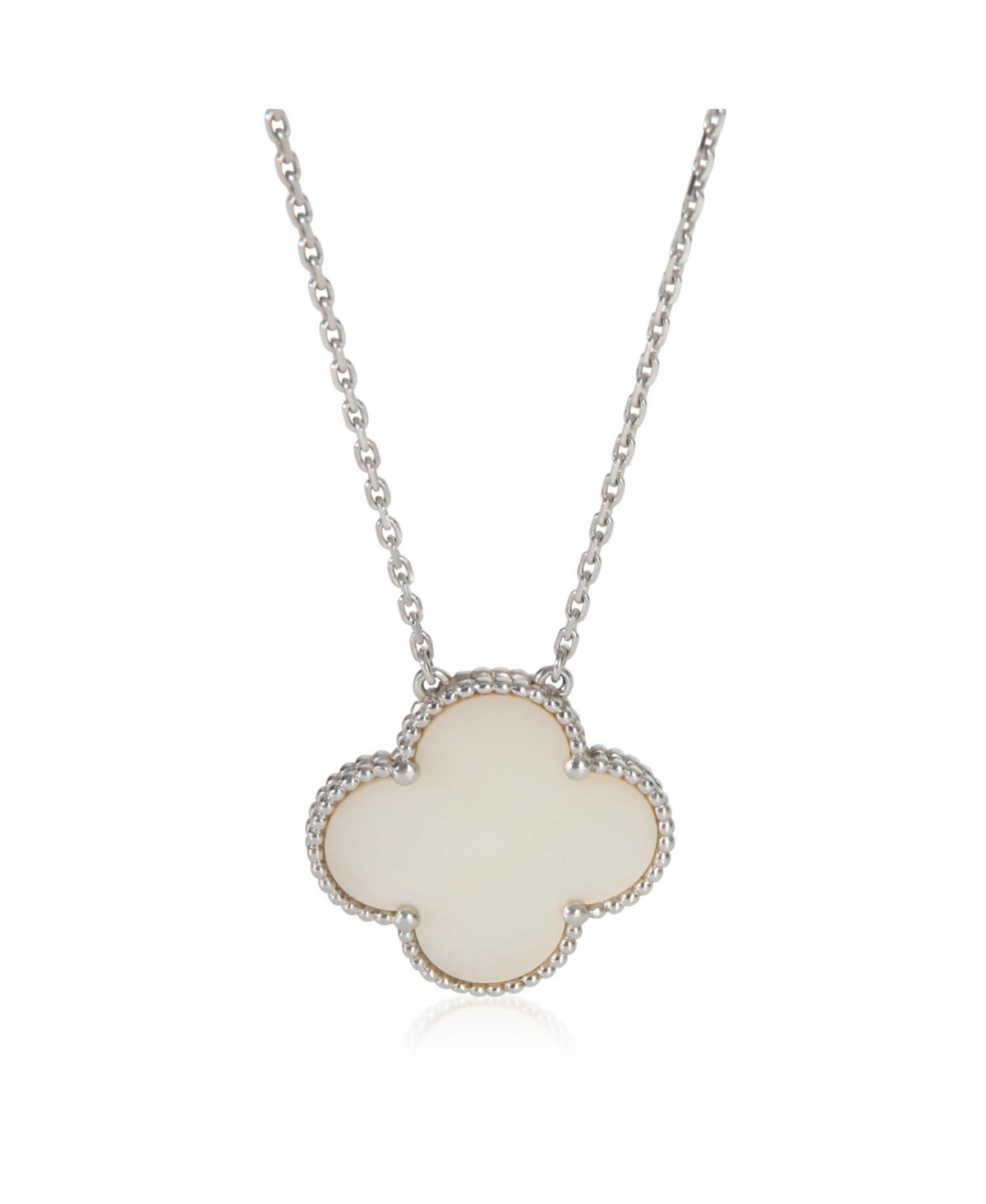 Pre-Owned Van Cleef & Arpels White Gold Mother Of Pearl Magic Alhambra Pendant - White gold | Macy's
