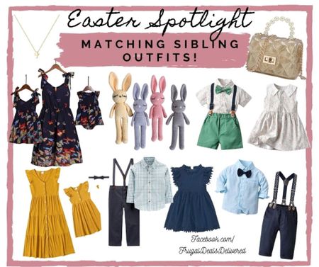 Sibling brother sister Easter outfits toddler baby girl boy kids - dresses formal bunnies and accessories! Match matching coordinating outfits great for photos! 

#LTKkids #LTKSeasonal #LTKfamily