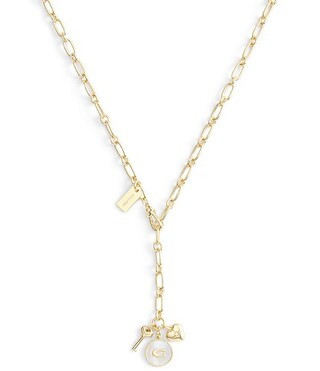 COACH Signature Mother of Pearl Coin Charm Chain Y Necklace | Dillard's | Dillard's
