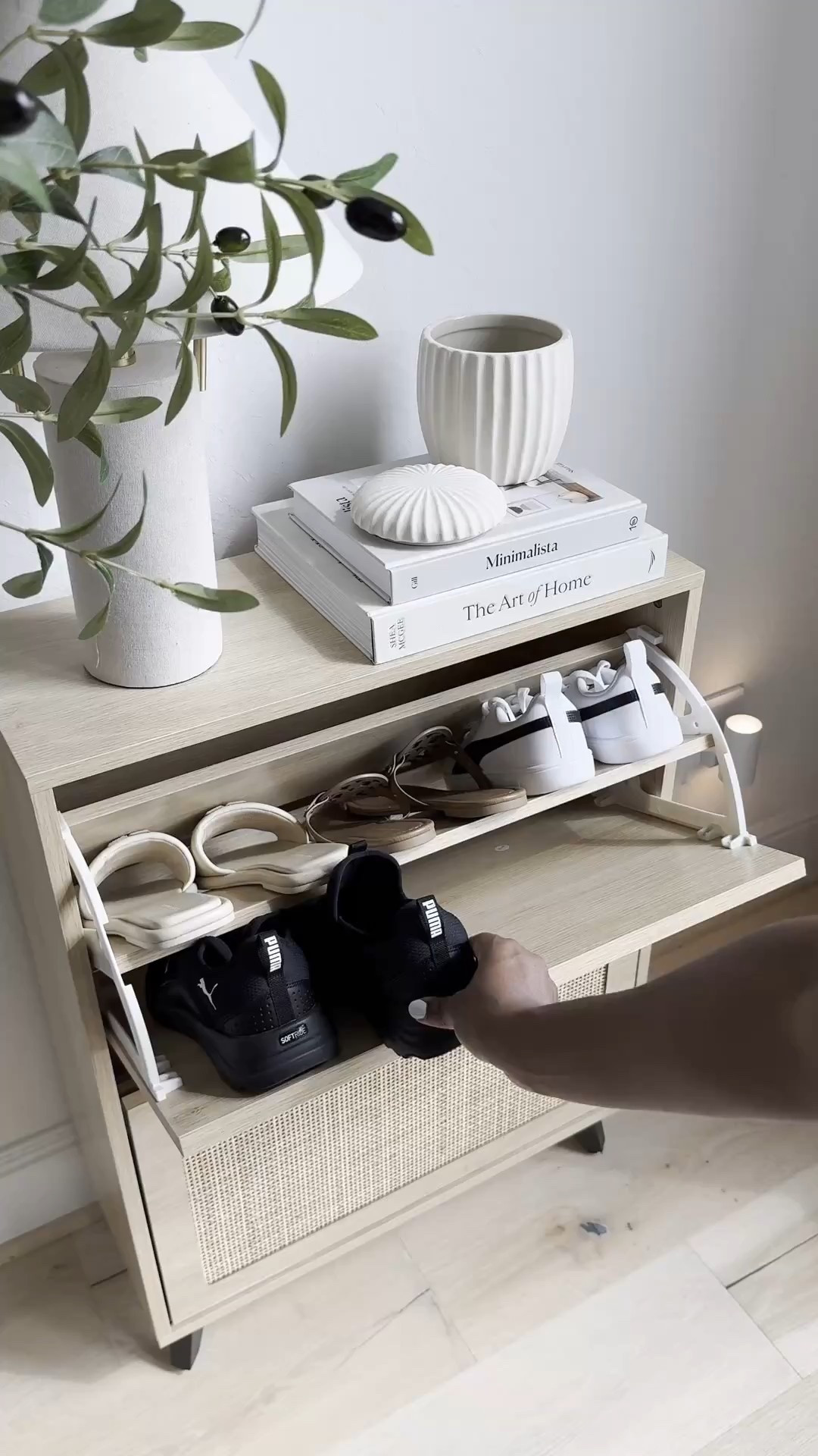 Double win! 🎉 Create an entryway that's both functional AND stylish! 💡 I'm obsessed with these slim stage cabinets - only 9 inches deep and 23 inches wide, making them perfect for cozy entryways. Plus, you can place them next to each other to create more space! 🎉 The best part? You can store your shoes sideways or forwards, whatever works best for you! 👠👡#LTKStyleTip



#LTKHome #LTKSaleAlert