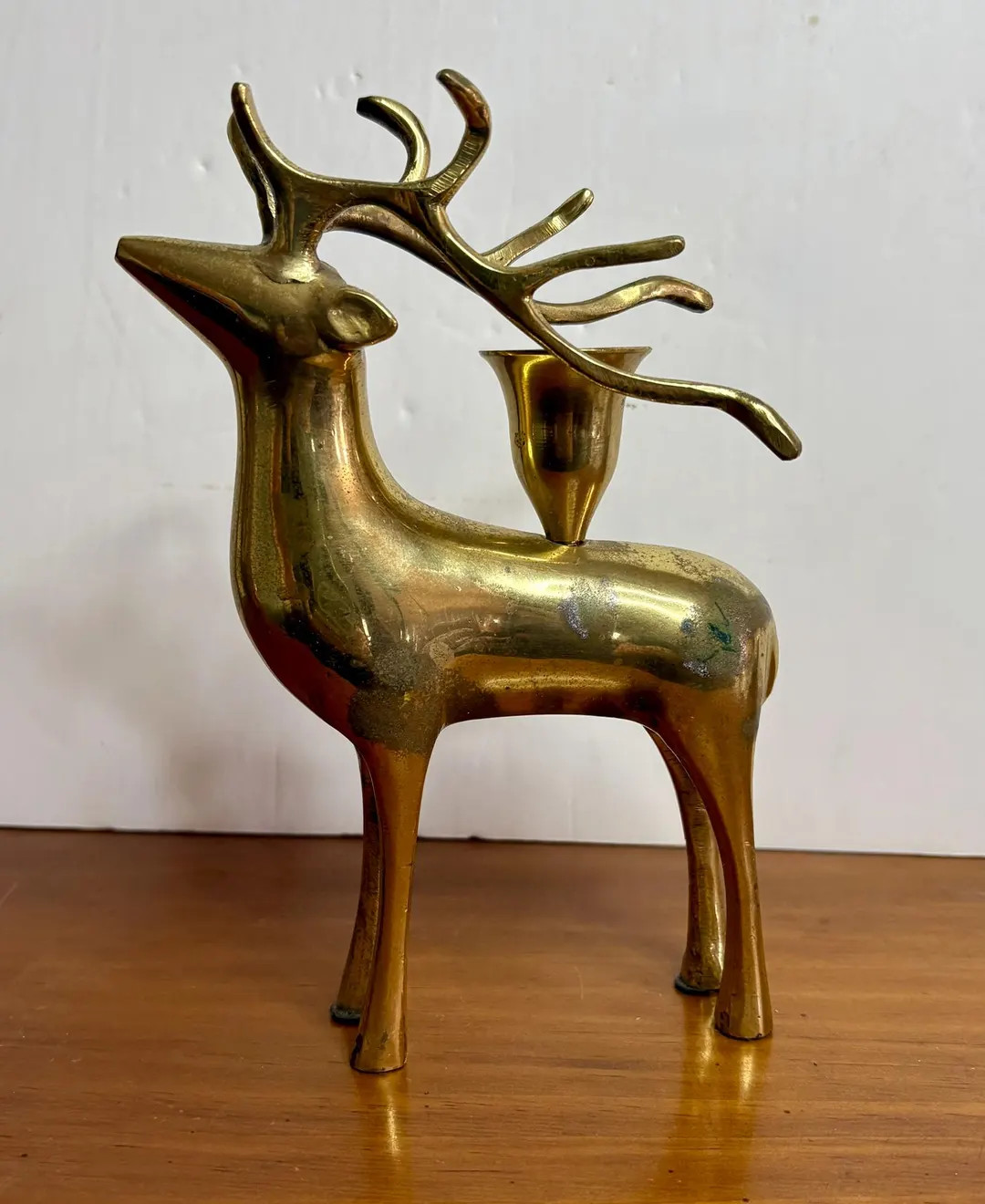 Vintage Brass Deer Candle Holder, Christmas Candlestick Holder, Brass Reindeer - Etsy | Etsy (US)